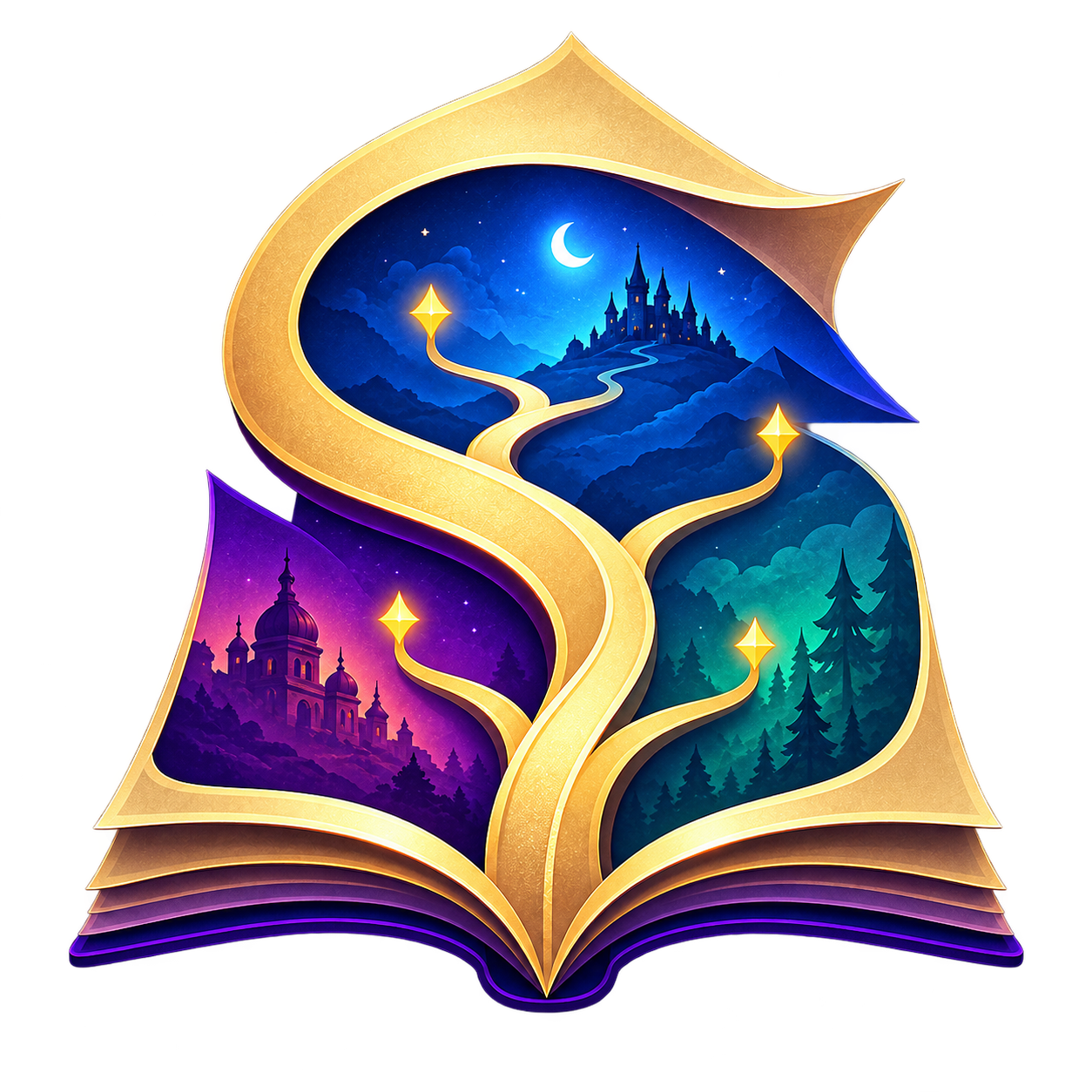 Storyfold open-book emblem